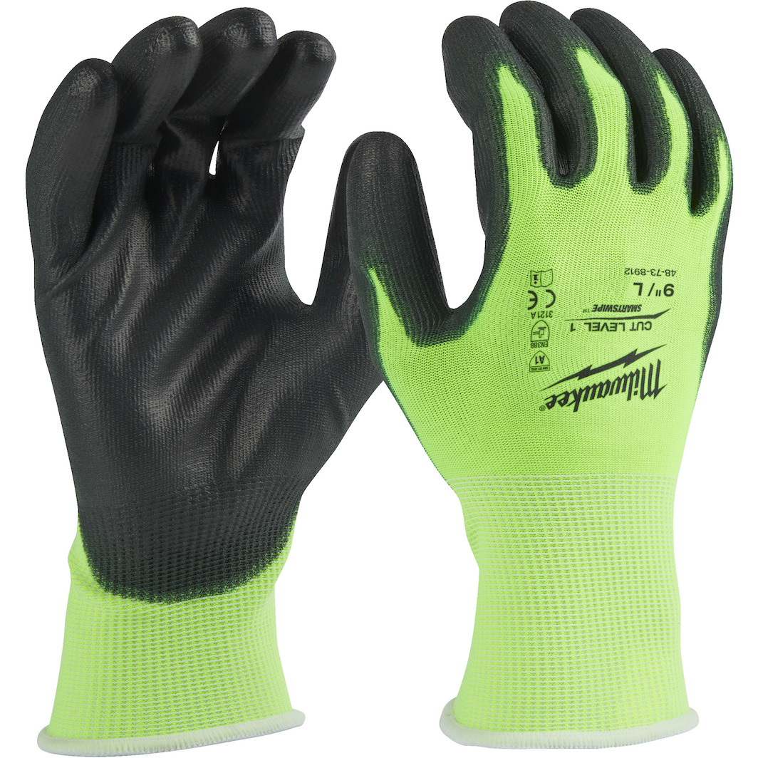 MILWAUKEE Smartswipe Hi-Vis Cut A dipped work gloves yellow/black cut ...