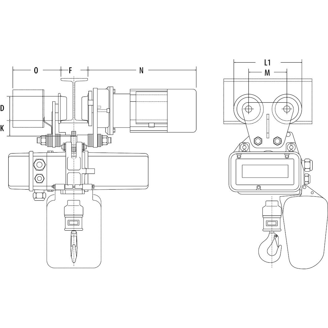 Loopkat 10to REMA EFS2000-5 24V elektrische loopkat tbv SR elektrische kettingtakel ...