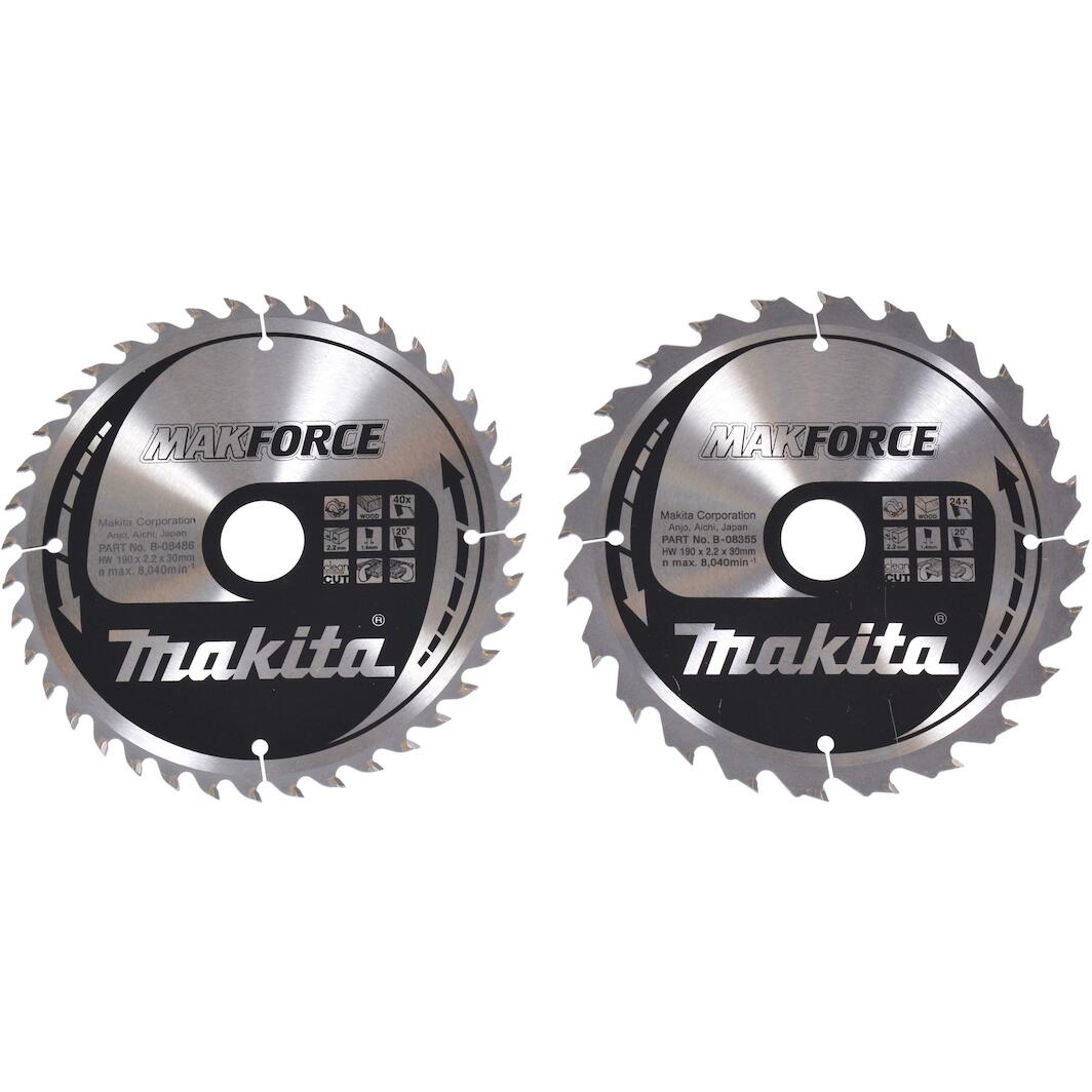 MAKITA B-49323 duopack MAKFORCE 190x1,4x30mmx24T/40T | Klium.be