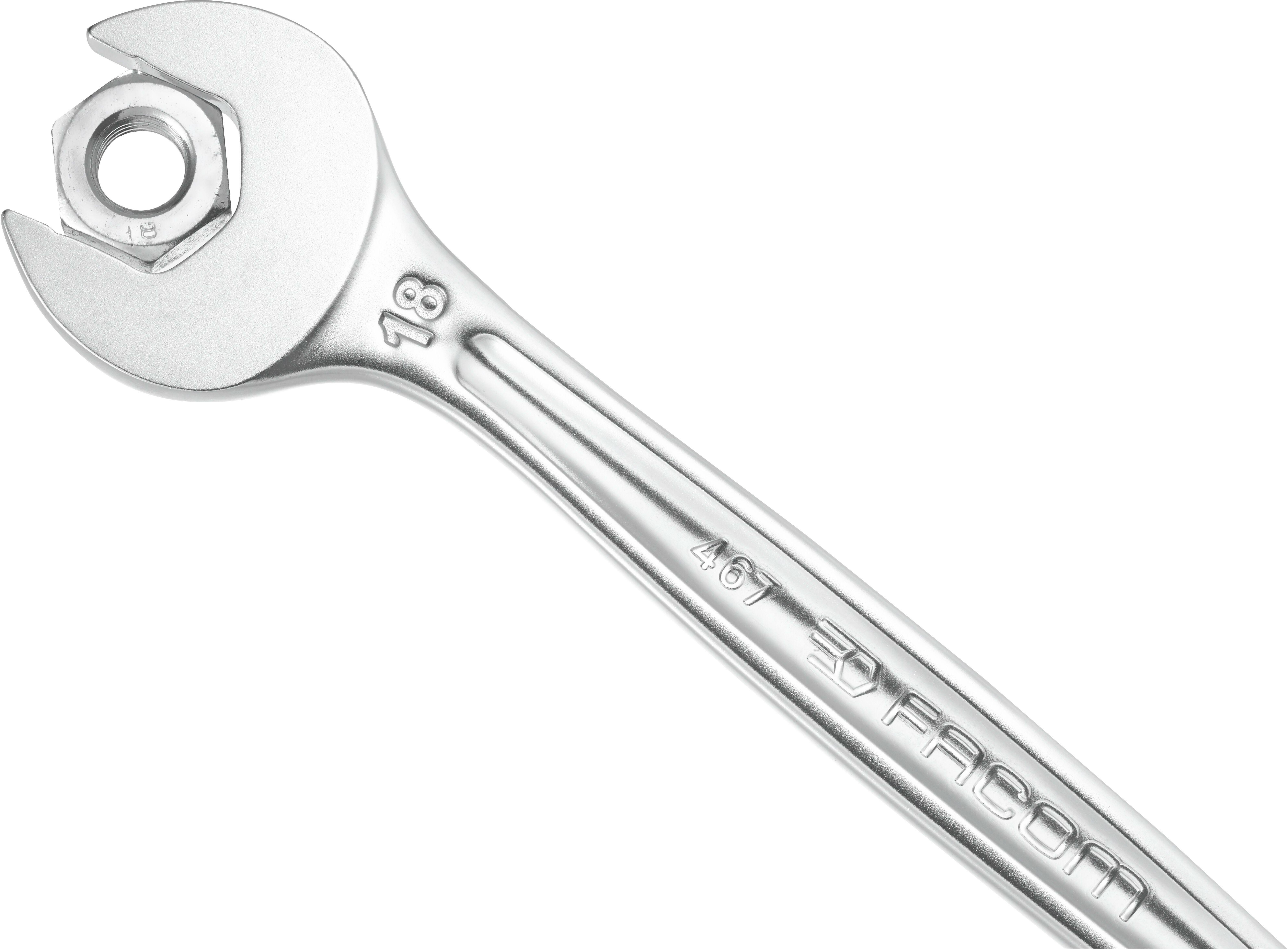FACOM 7-delige set met metrische ratelsleutels, 8 tot 19 mm, ultra-grip-systeem, ratelmechanisme, compact, omkeerbaar, door hendel, bestand tegen chemische producten, ogen en vork
