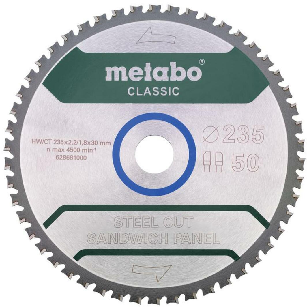 Metabo Saw blade steel cut/sandwich panel - classic, blade 235 x 30, teeth 50, FZ/FA 4° # 628681000