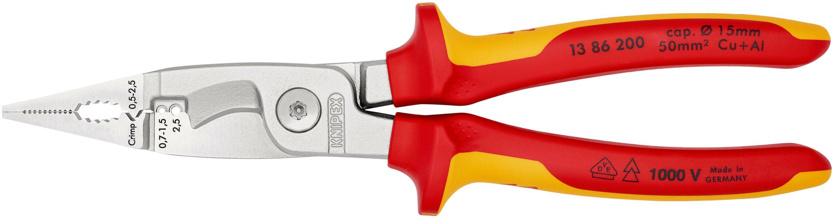 Pince à bec demi-rond ErgoKraft KRAFTWERK isolée 1000V longueur : 200 mm Pince à bec demi-rond ErgoKraft KRAFTWERK isolée 1000V longueur : 200 mm