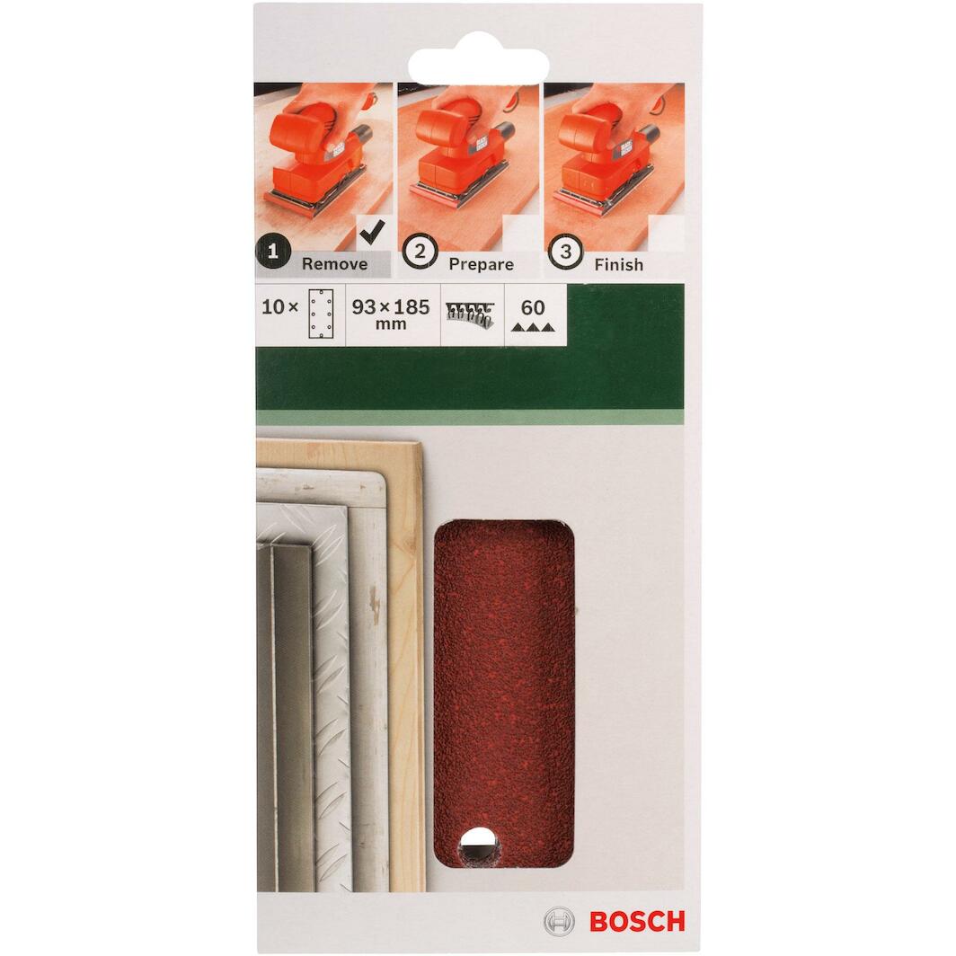 BOSCH Schuurpapier C430, verpakking van 10 stuks, 93 x 186 mm, 180 2608605308 | Dokter Hamer