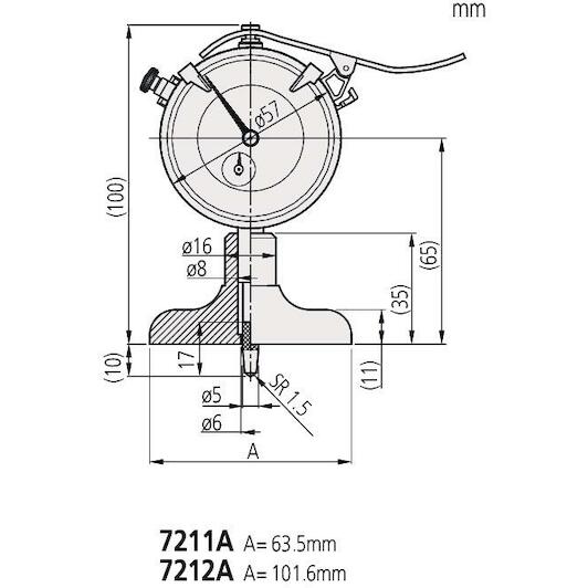 MITUTOYO 7214A dial gauge for depth measurement 0210mm with ball