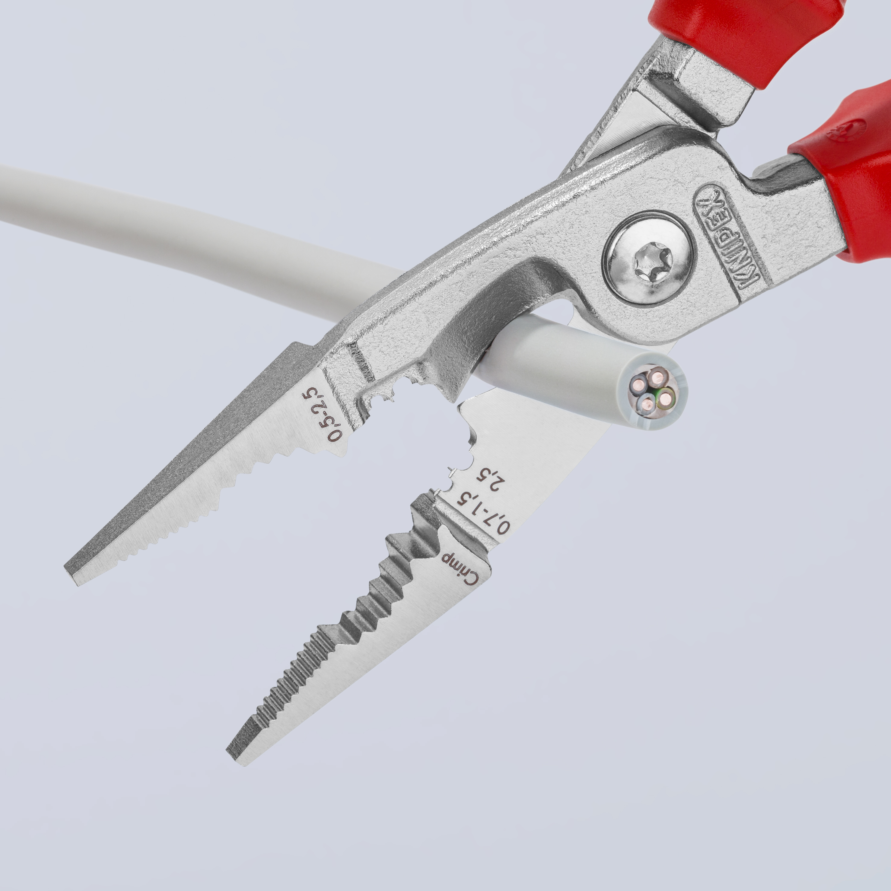 KNIPEX 13 86 200 elektro installatietang geïsoleerd met meer- componentengrepen, VDE-getest verchroomd 200 mm