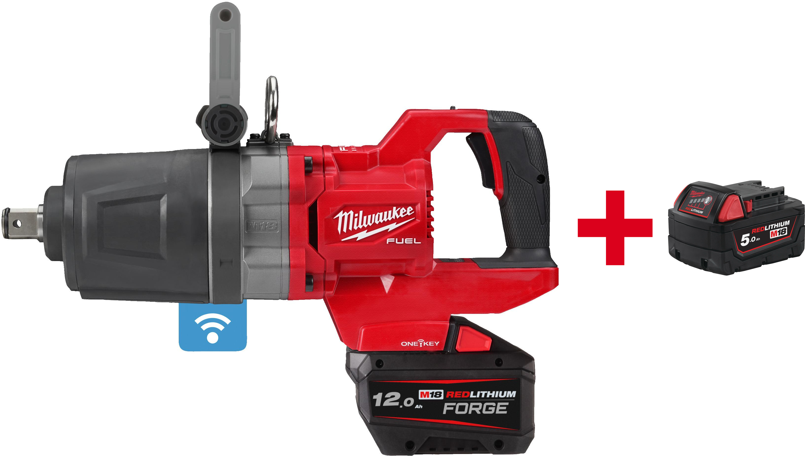 MILWAUKEE M18 ONEFHIWF1DS-121C FUEL ONE-KEY 1" accu-slagmoersleutel frictiering / korte as in koffer (1x 12Ah FORGE accu + lader) - 4933499253