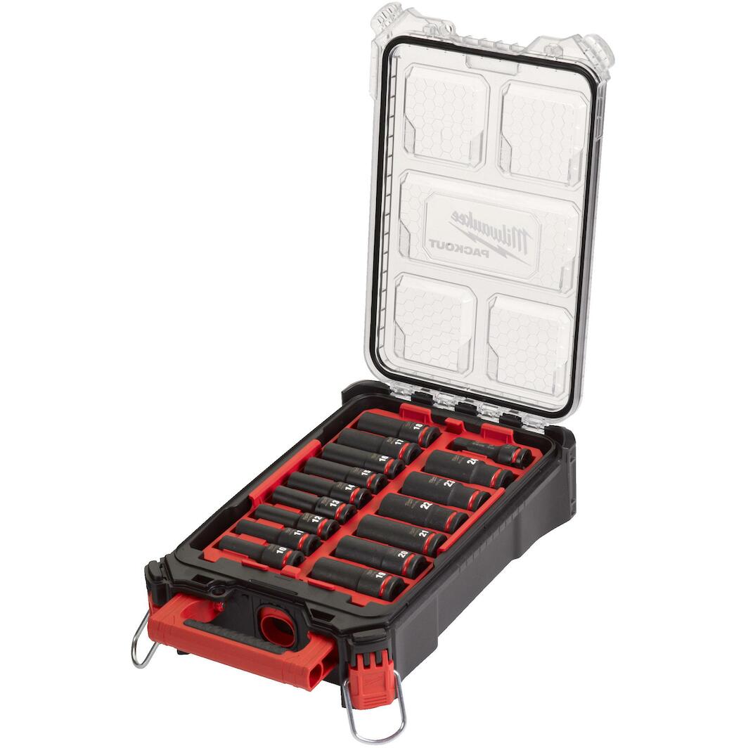 Milwaukee Shockwave 1/2 Inch Impact Socket Set – 16-Piece Long Sockets In Packout Organizer-1145328