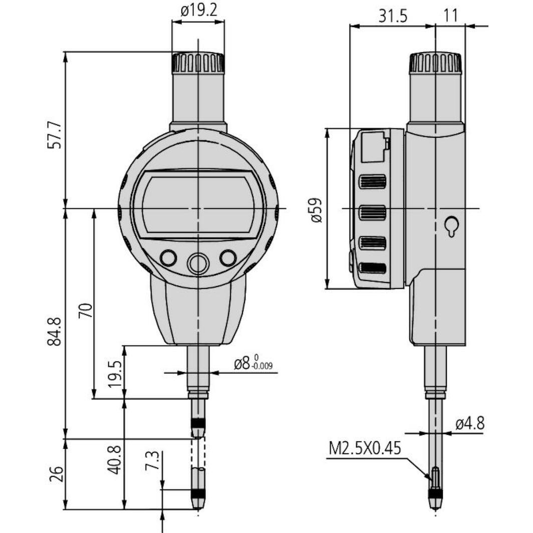 Indicateur Numérique à Cadran - Comparateur De Mesure 0-12.7 Mm, Commutation Mm/pouces