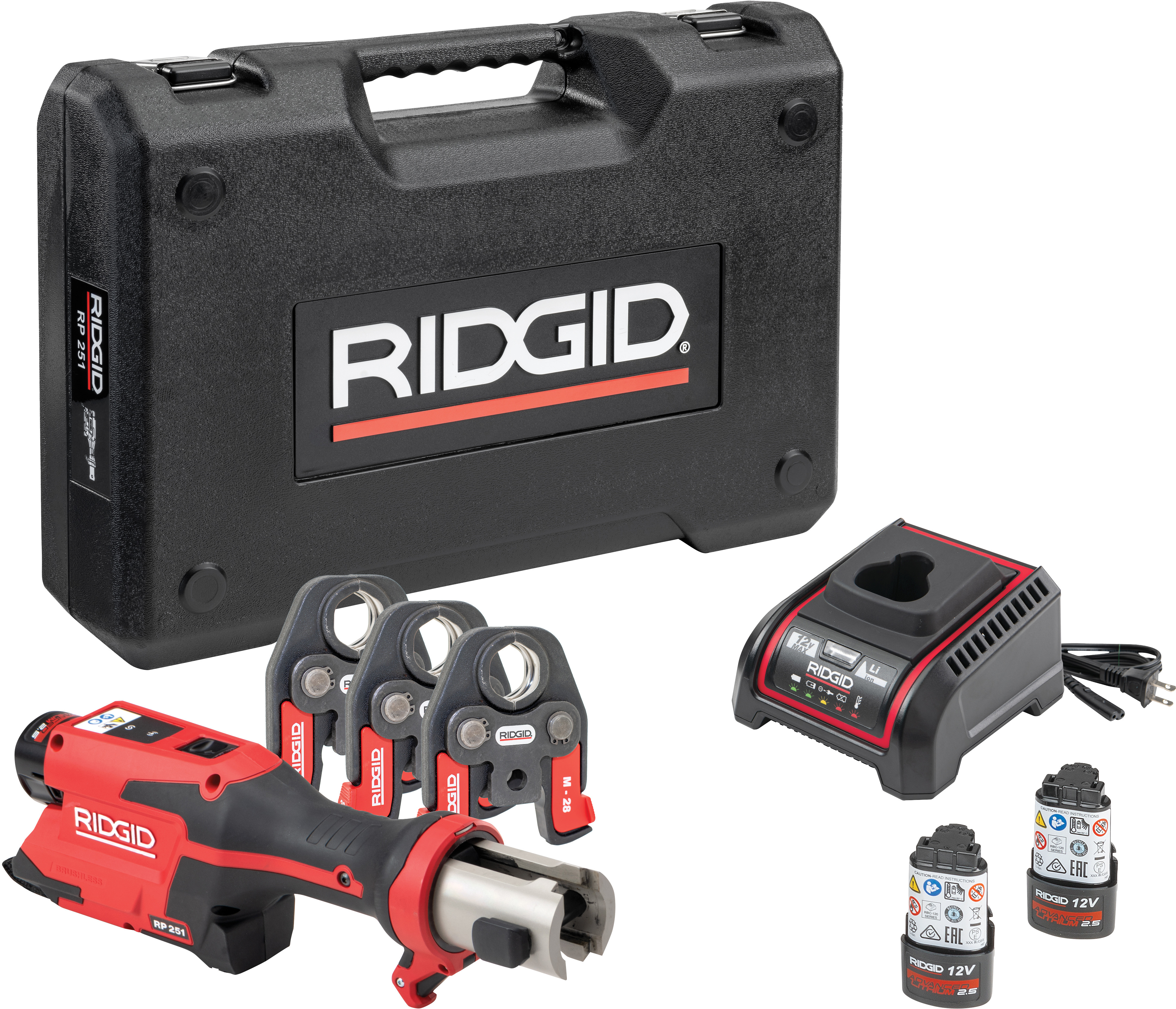 RIDGID RP 251 12V accu-persgereedschap met M-bekken in koffer (2x 2,5Ah ...