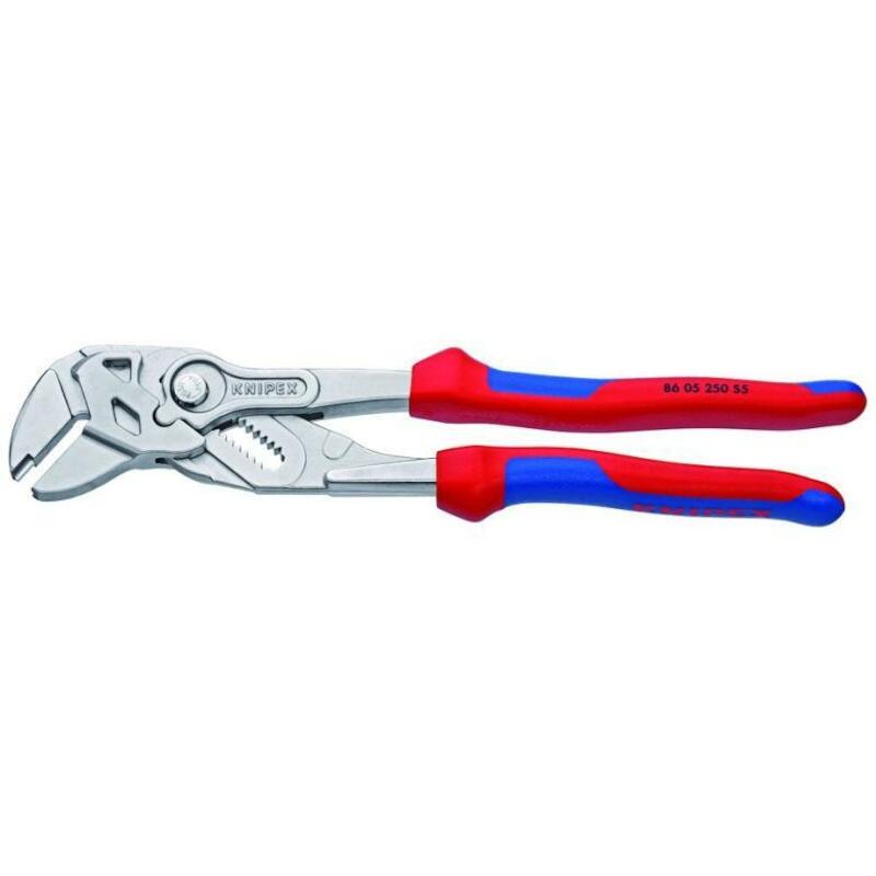 Knipex Pince-Clé 86 05 250 - 250mm - Chromée - Mâchoires Lisses - Œillet Antichute