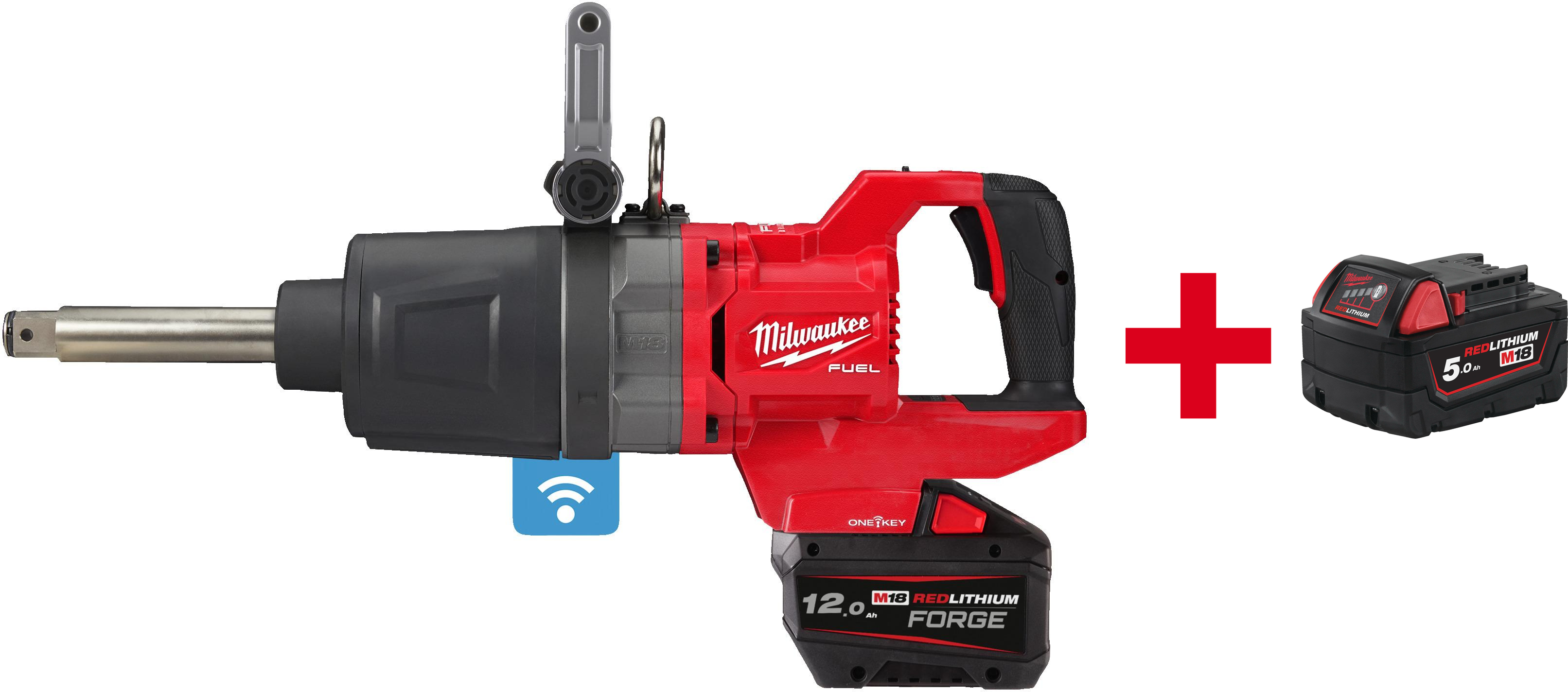MILWAUKEE M18 ONEFHIWF1D-121C Clé à chocs sans fil FUEL ONE-KEY 1" anneau de friction / arbre long en mallette (1x batterie FORGE 12Ah + chargeur) - 4933499251