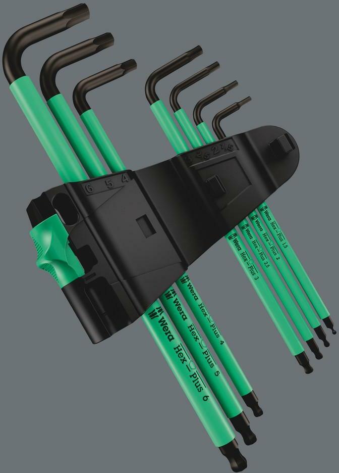 Wera 9 Clés Hex-Plus Impériales – 9 Pièces – BlackLaser – Code Couleur – Clip Résistant – Pour Vis Six Pans Creux