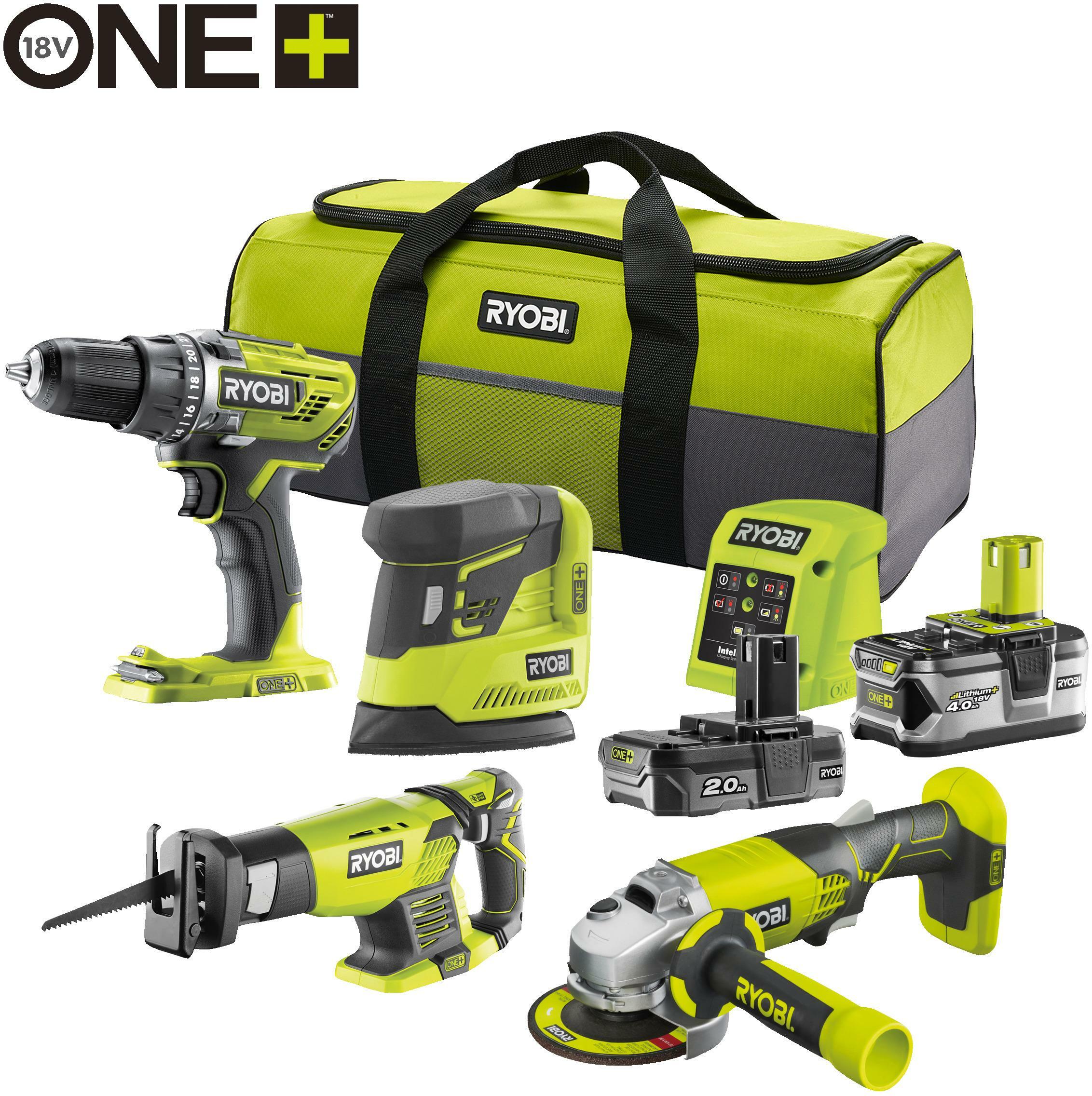 RYOBI Ensemble combiné de 9 outils ONE+, 18 V, avec 1 batterie de 1,5