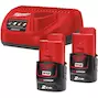 MILWAUKEE M12 NRG-202 accu-laadset (2x 2,0Ah accu + C12 C lader) - 4933459209