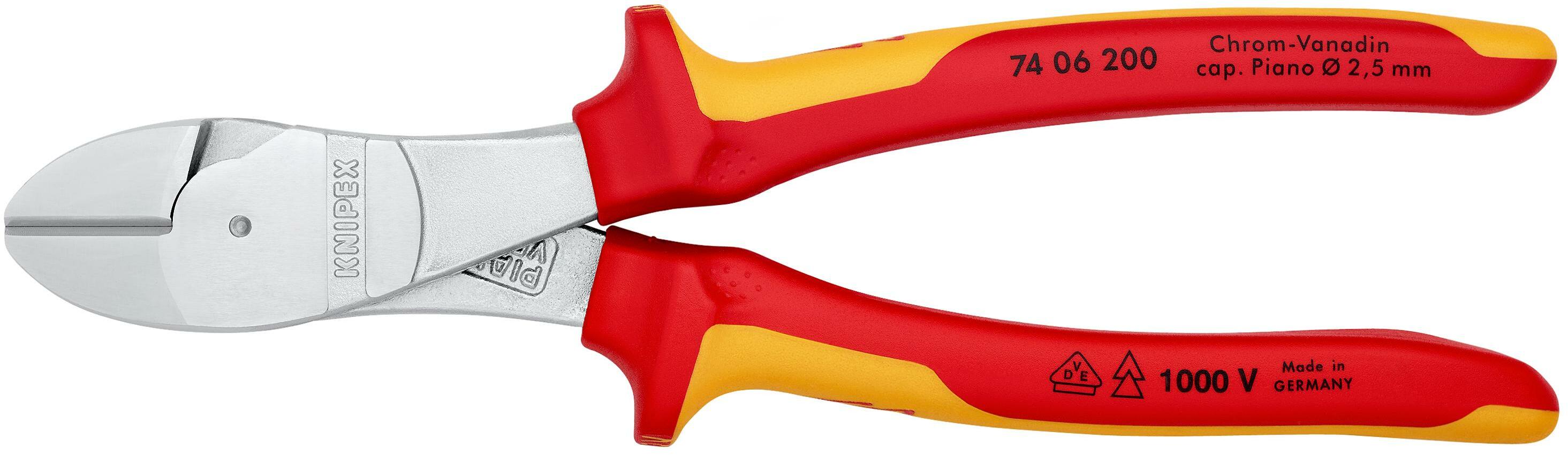 Knipex Pince Coupante De Côté à Forte Démultiplication Chromée, Homologuées VDE ; Avec œillet De