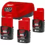 MILWAUKEE M12 NRG-303 accu-laadset (3x 3,0Ah accu + C12 C lader) - 4933459207