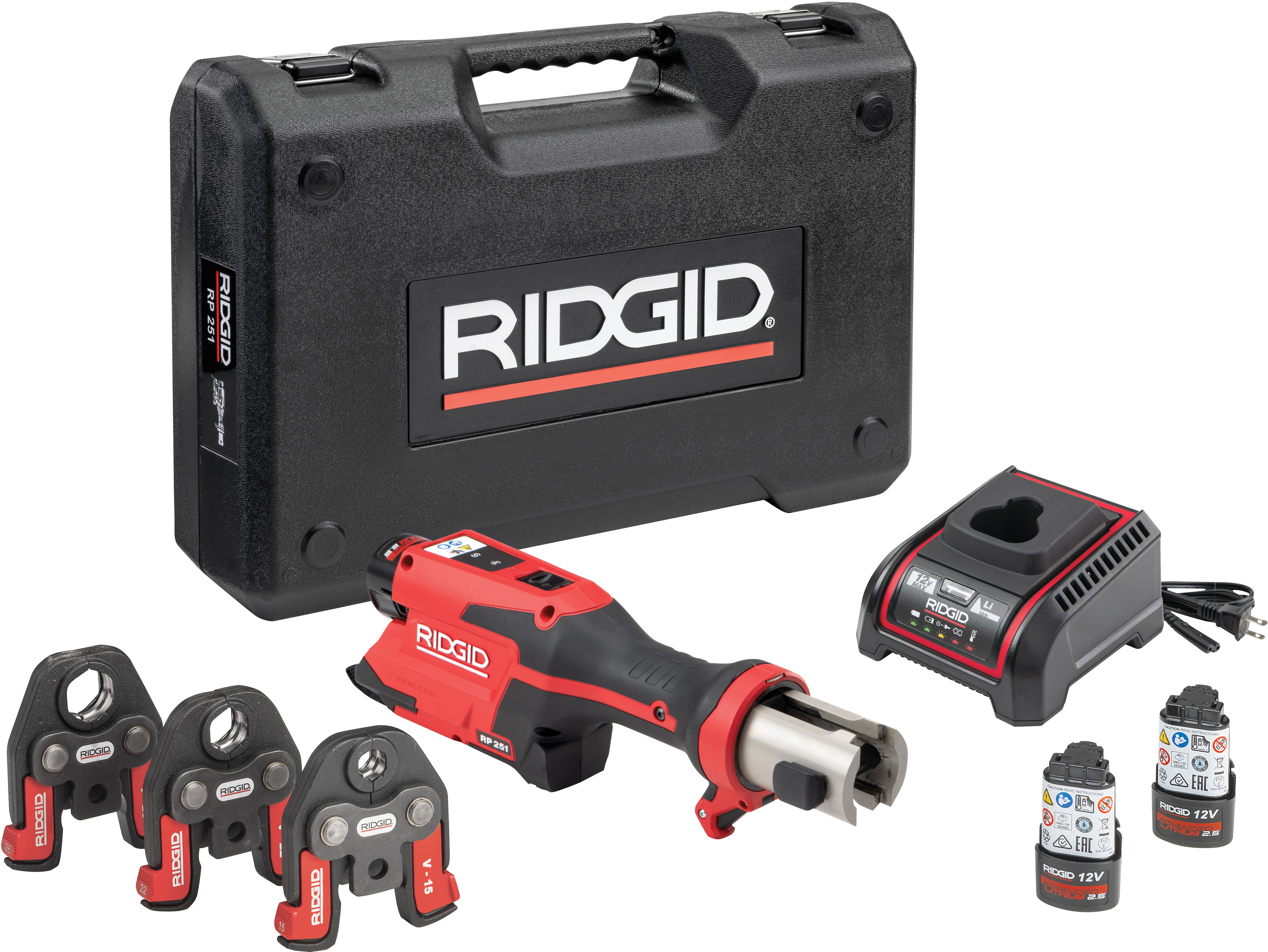 RIDGID RP 251 12V accu-persgereedschap met V-bekken in koffer (2x 2,5Ah ...