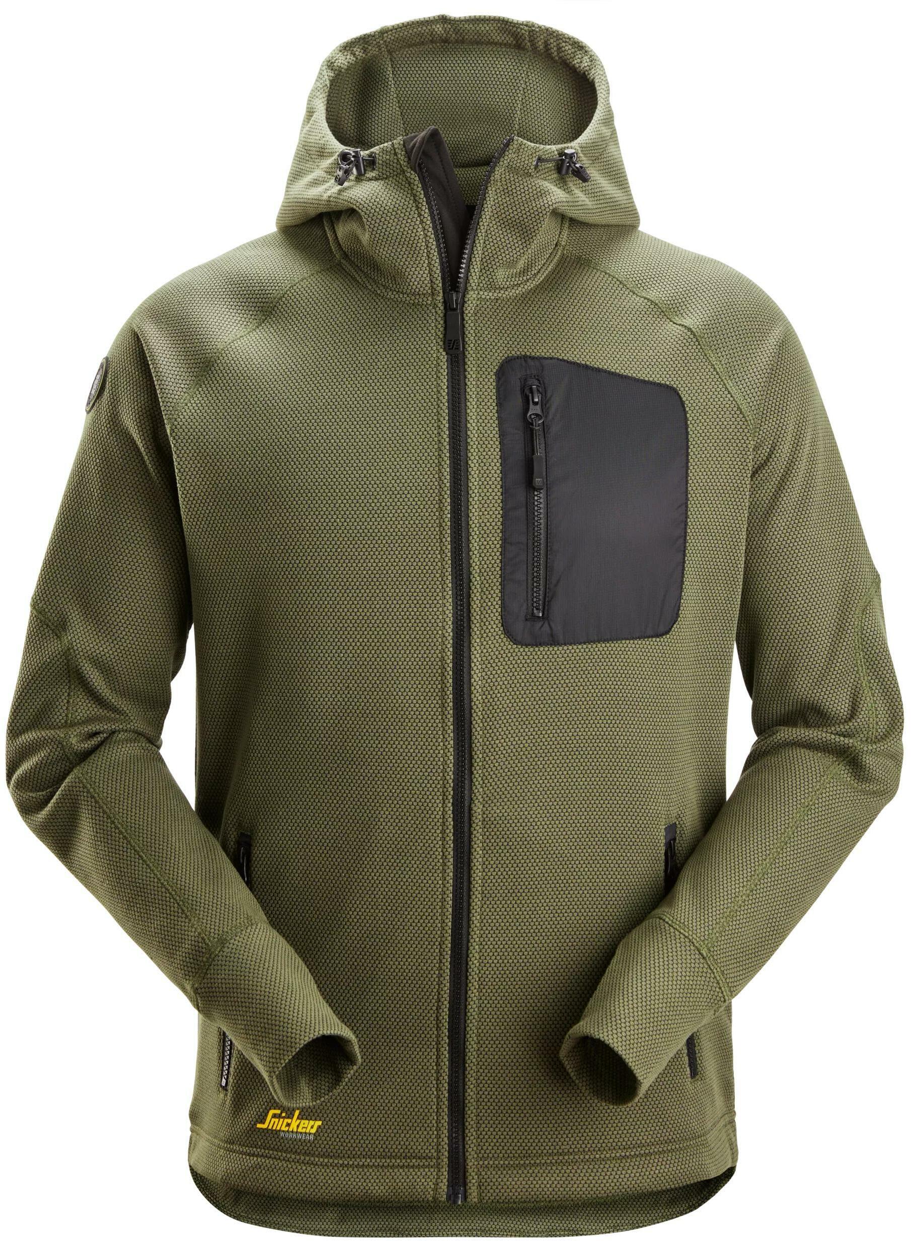 SNICKERS 8041 FlexiWork full-zip fleece hoodie (khaki green ...