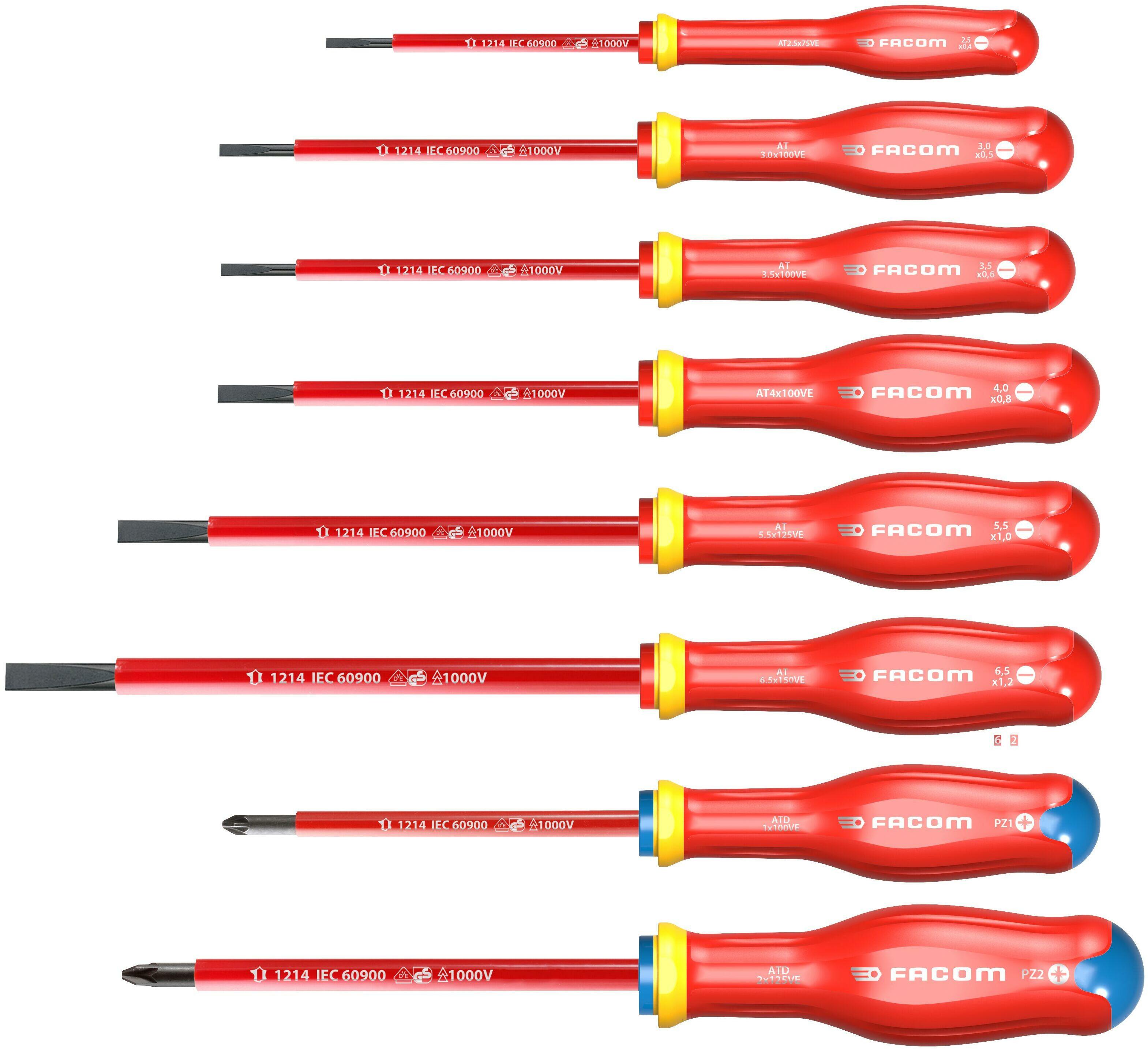 FACOM AT.J10 Protwist schroevendraaierset, soft-grip handgreep voor meer comfort, veiligheid in het gebruik, lange levensduur, voor professionals en particulieren FACOM AT.J10 Protwist schroevendraaierset, soft-grip handgreep voor meer comfort, veiligheid in het gebruik, lange levensduur, voor professionals en particulieren