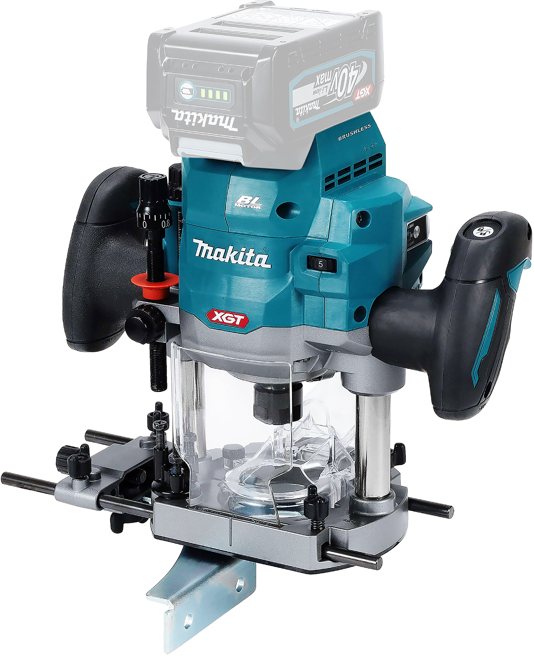 Accu bovenfrees compatibel met Makita 18V accu, 800W borstelloze randfreesset met 5 snelheden, spantang 6,35 mm, 30.000 omw/min accufrees voor houtbewerking (zonder accu