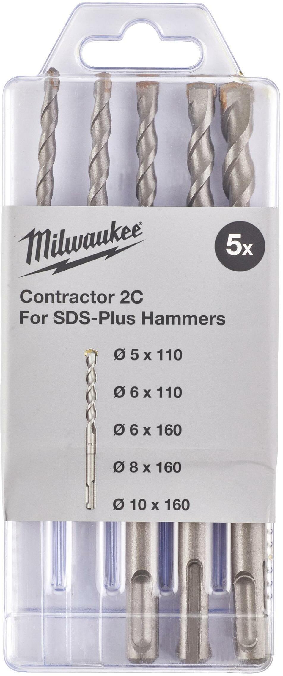 SALI SDS Plus Boorset, 12 x 310 mm, 5-delige hamerboorset, betonboren met 4 hardmetalen punten en nauwkeurig snel boren in beton, accessoires, boorhamer, steenboor voor gewapend beton, natuursteen