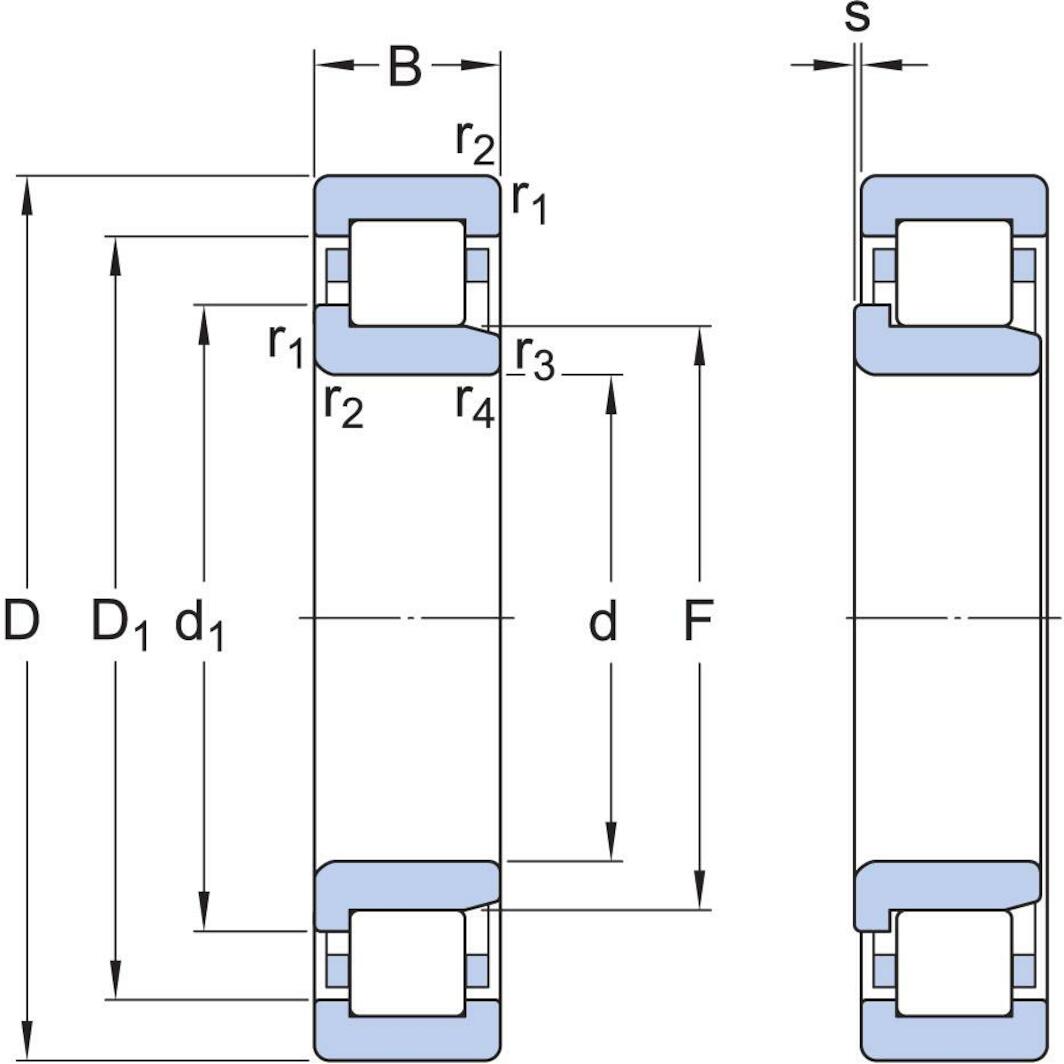 Roulement à Rouleaux Cylindriques FAG, Réf NJ406 XL M1A C3, Diam Int 30