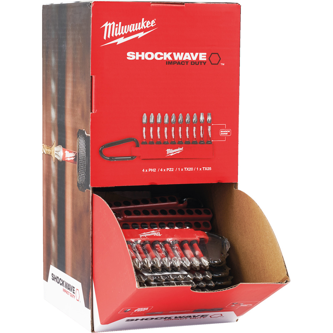 MILWAUKEE 4932492939 SHOCKWAVE IMPACT DUTY bit set with carabiner 10 ...