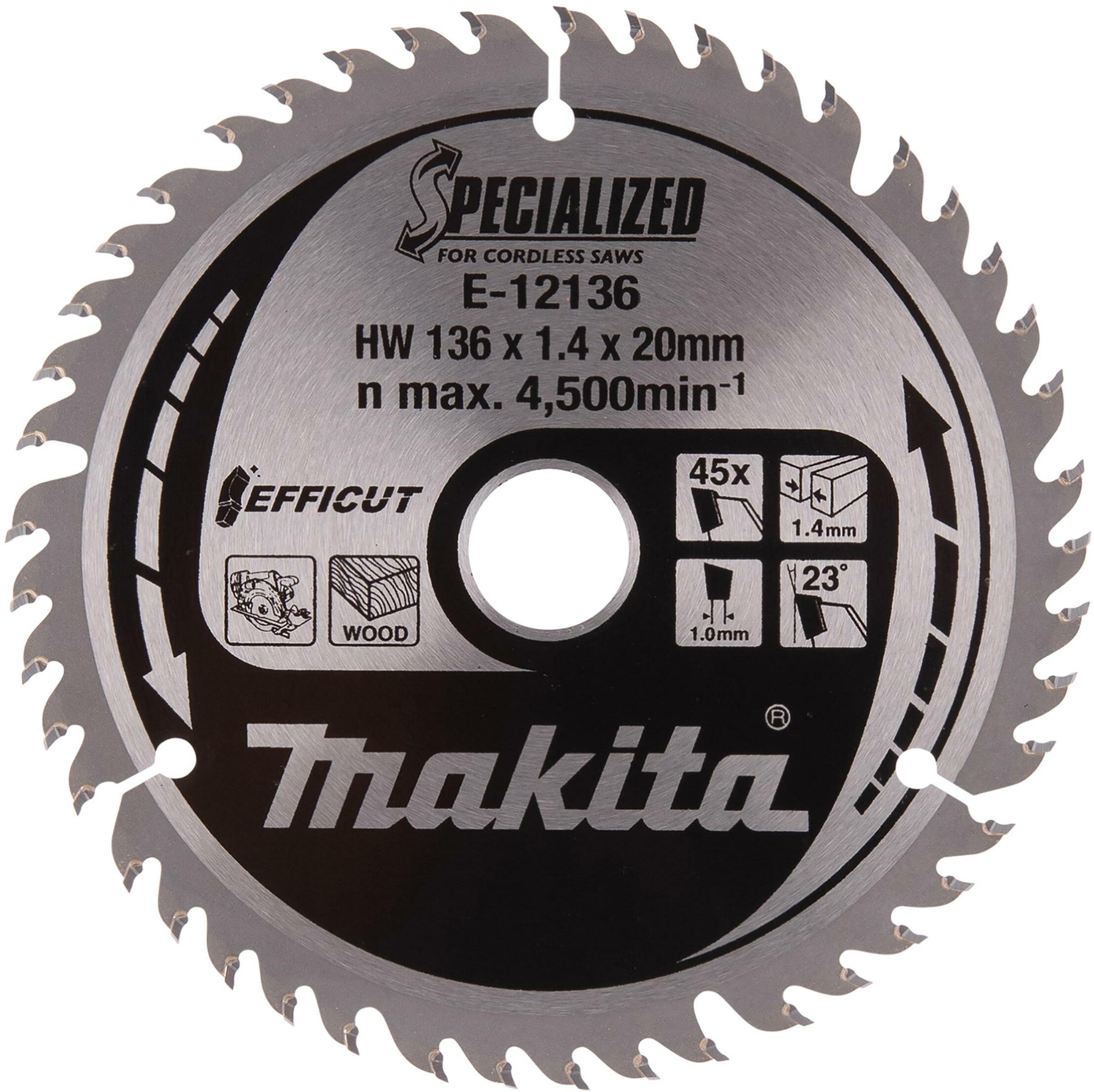 Makita E-06971 Sägeblatt – TCT, 216 Mm, 45 Zähne, Für Holz, Schnelles Schneiden