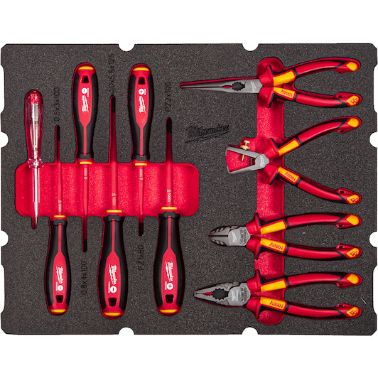 MILWAUKEE 4932493637 electrician s tool set in foam inlay 9 piece Klium