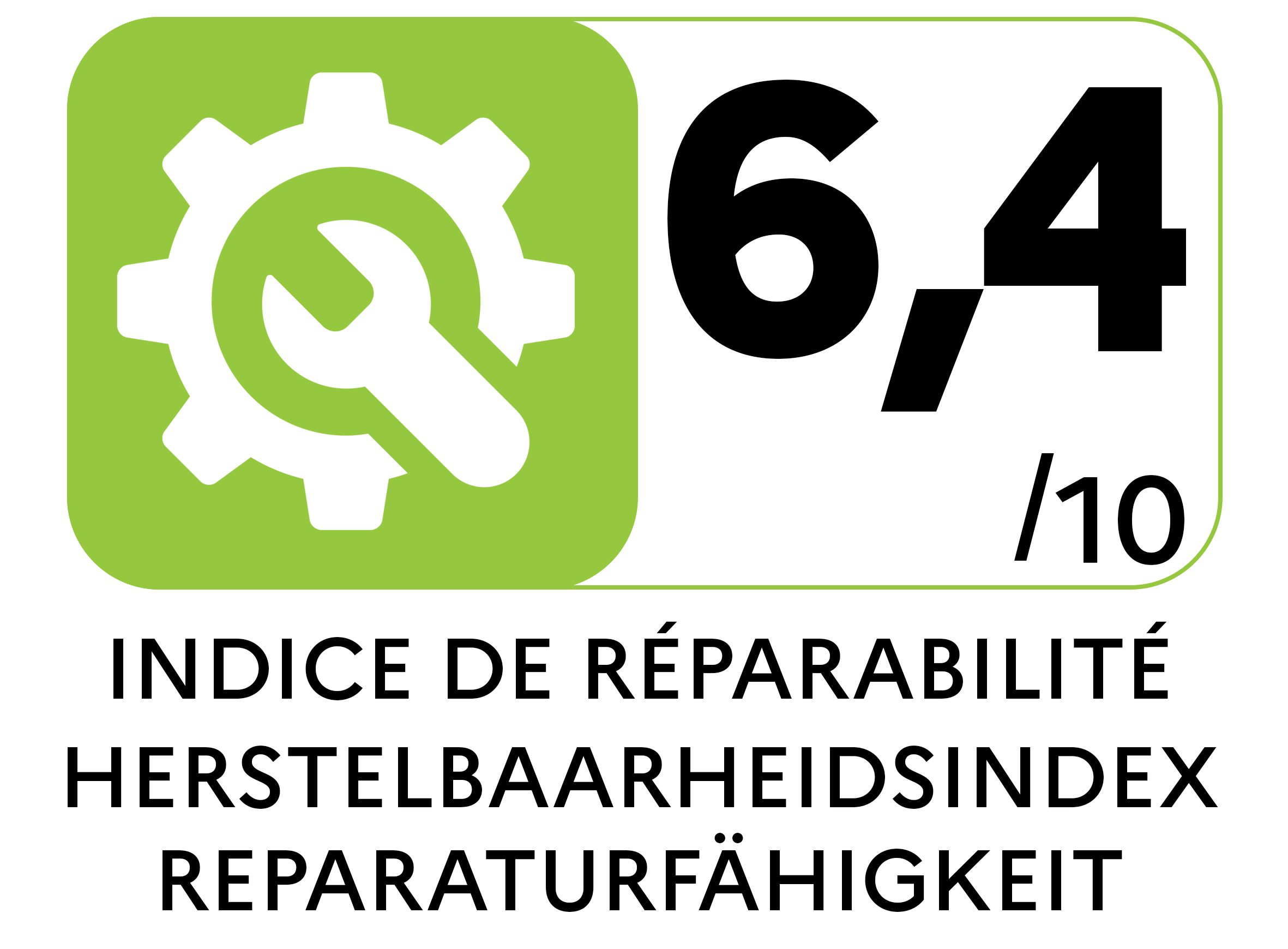 De herstelbaarheidsindex toont hoe makkelijk je een product kan herstellen. Hoe hoger de score (0 10