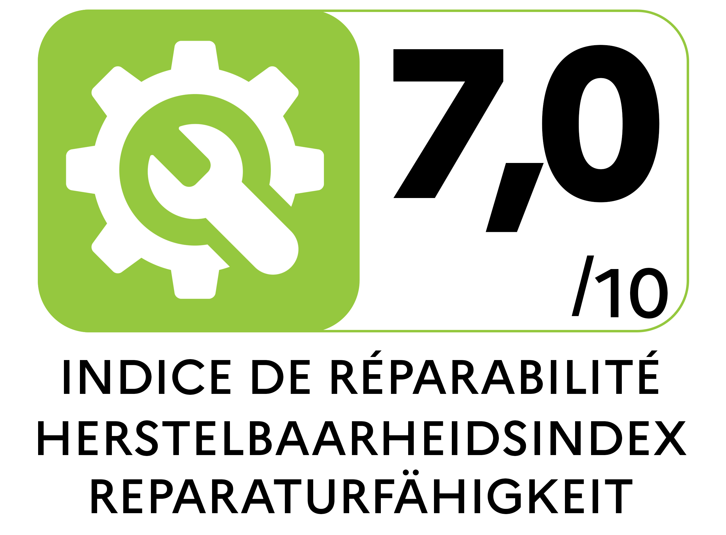 De herstelbaarheidsindex toont hoe makkelijk je een product kan herstellen. Hoe hoger de score (0 10