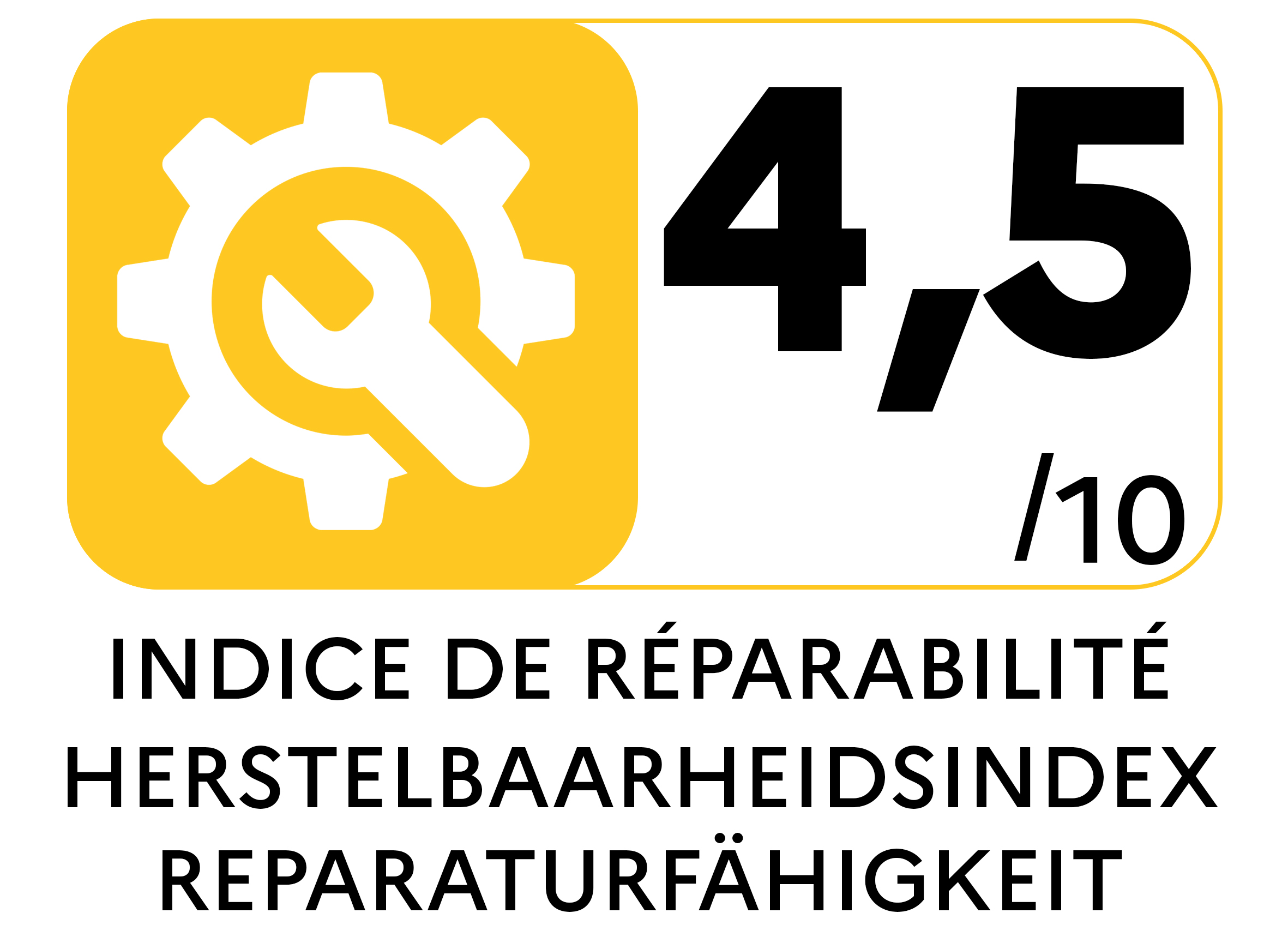 De herstelbaarheidsindex toont hoe makkelijk je een product kan herstellen. Hoe hoger de score (0 10